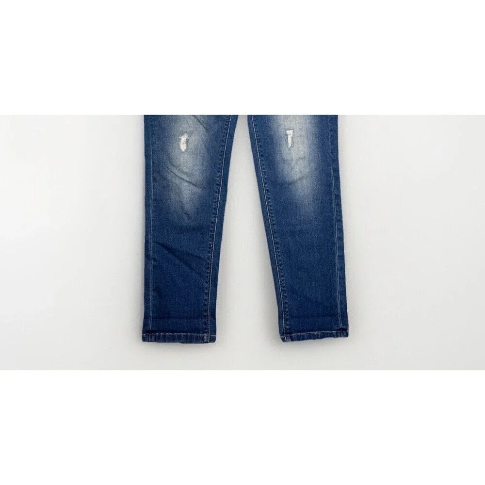 WHBM Jeans Womens 4 Girlfriend Rip Repair Distress Low Waist Measures 31 x 28